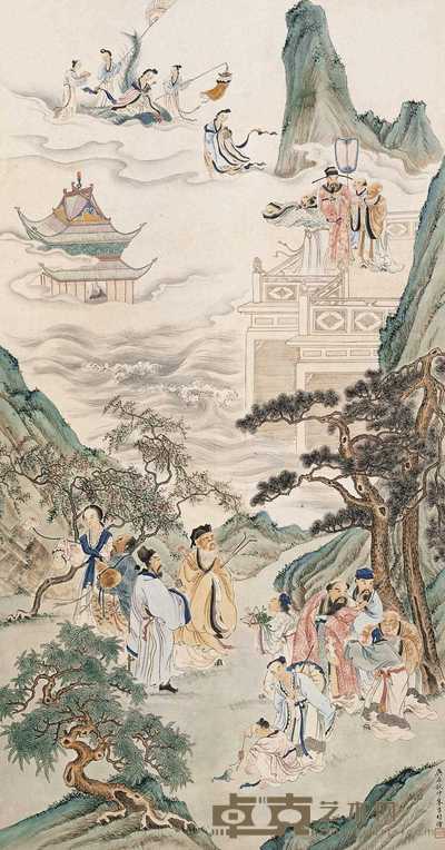 朱良材 1940年作 群仙祝寿图 立轴 128×67.5cm